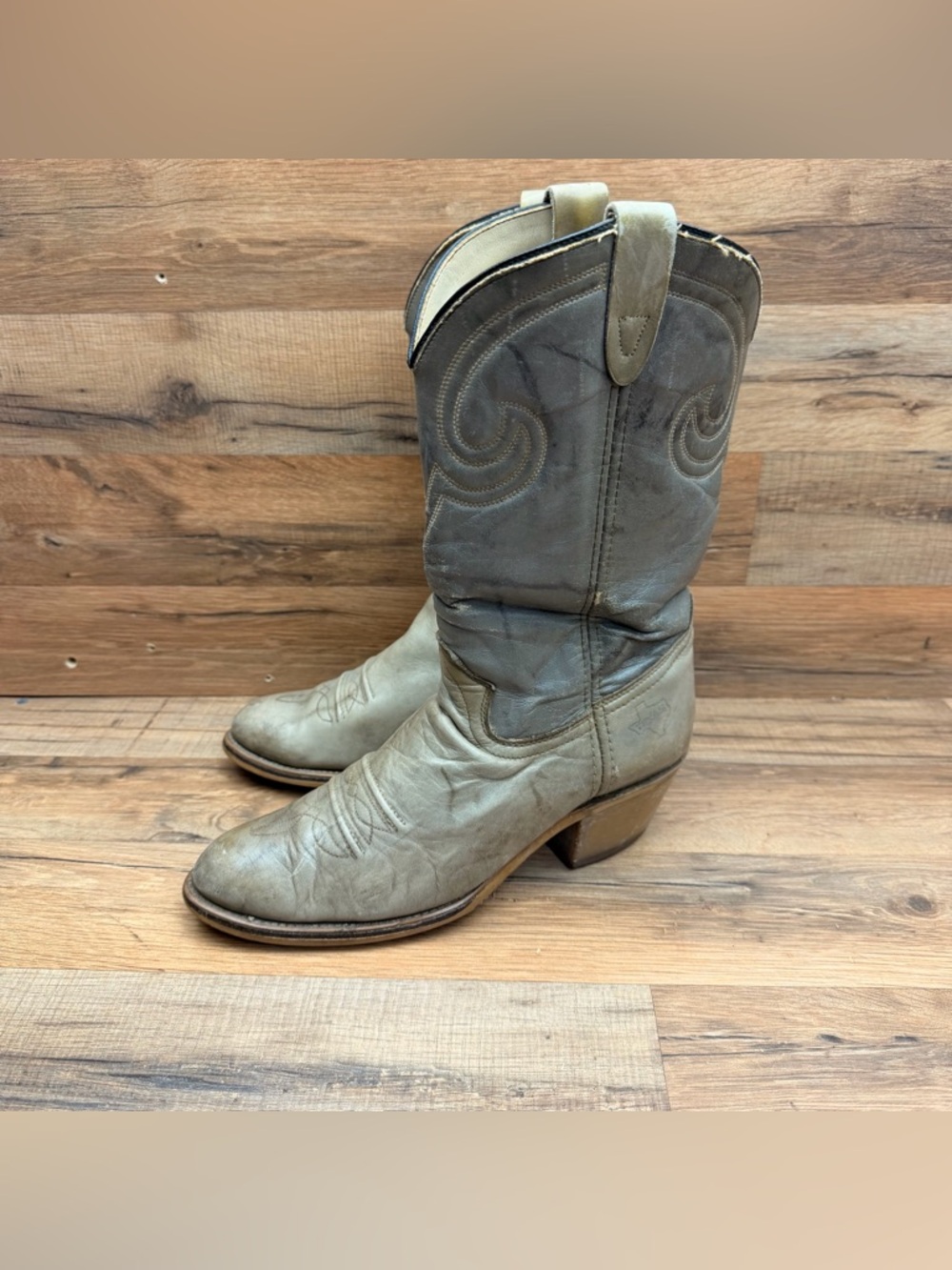 Texas Vintage Two Tone Gray Men's Size 9 Western Cowboy Boots Classic Gray - Picture 2 of 10